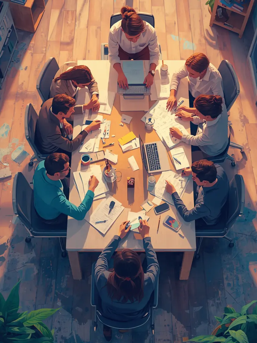 Our team working together on a project